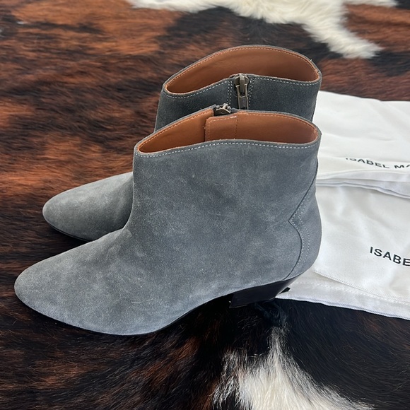 Isabel Marant Gray leather velvet bootie - Picture 1 of 11